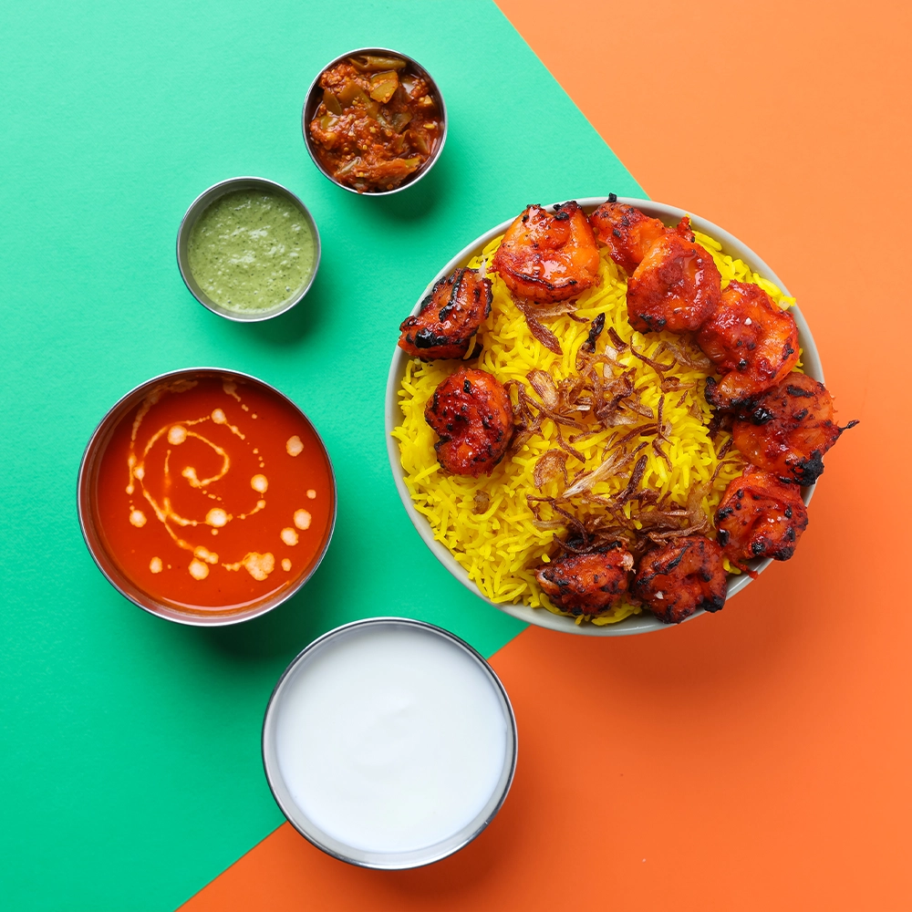 Tandoori Shrimps Rice Saffron